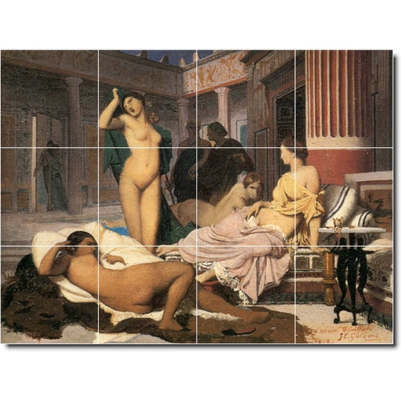 Ceramic Tile Mural-Jean Gerome Nudes Floor Tile Mural 17. 32" w x 24" h using (12) 8 x 8 ceramic tiles