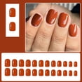 thumbnail image 4 of Uñas postizas MMNHJHUT cortas cuadradas color naranja quemado, 24 piezas, 4 of 7