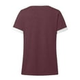 thumbnail image 4 of MIXUE Boho Tops For Women Summer Solid Color V Neck Short Sleeve Casual Basic Pullover Shirts For Women T-shirts Outwear,Red,M, 4 of 5