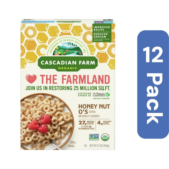 Cascadian Farm Honey Nut O's Cereal 9.5 oz (Pack Of 12)