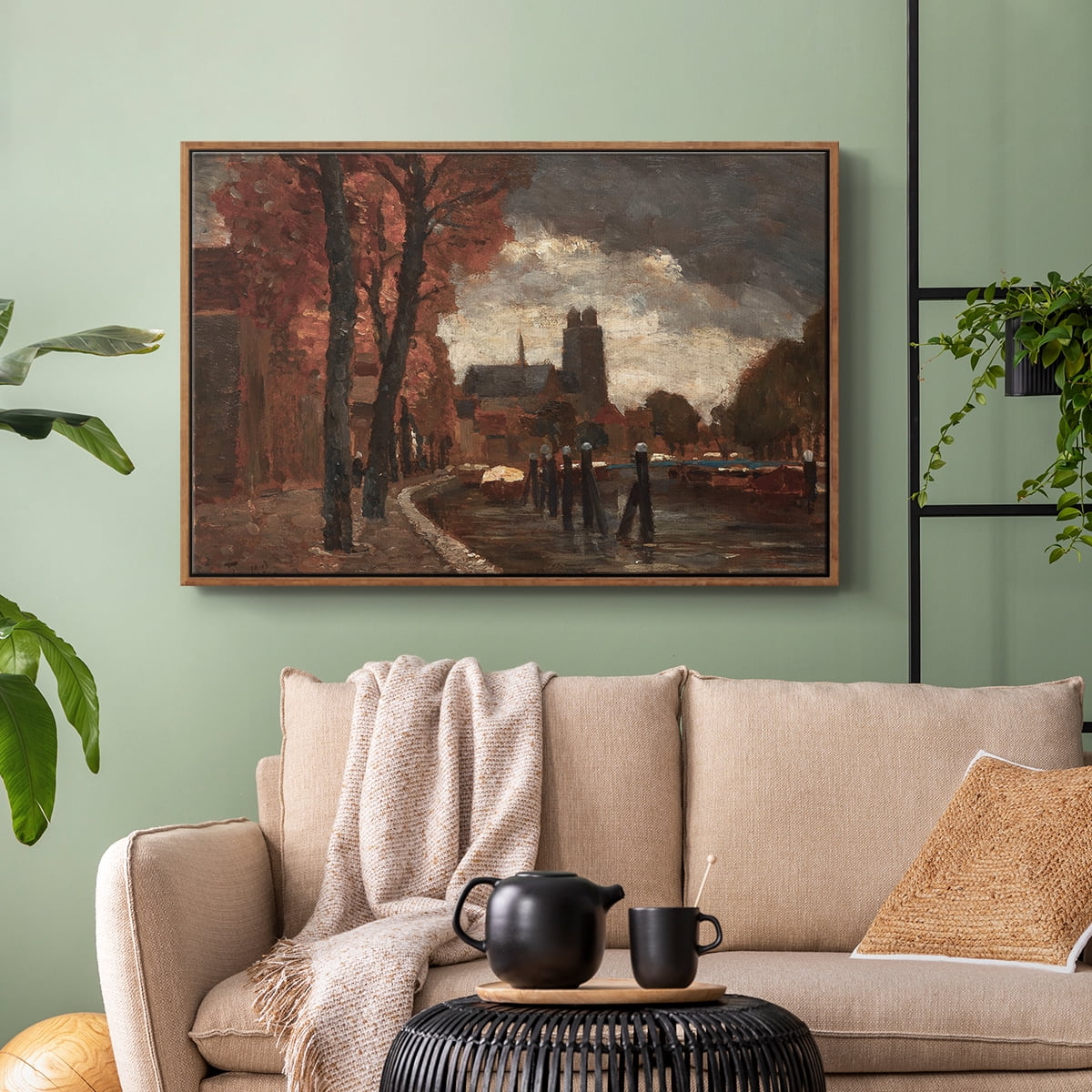Vintage Landscape-CCXXXI By Wexford Home Framed in Walnut Wood Gallery Wrapped Canvas 25 in. x 37 in.