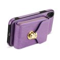 thumbnail image 6 of Allytech Case for iPhone XR, [Large Capacity] Wallet Case with Card Slots & Zipper Pocket, Premium PU Leather Metal Snap Kickstand Shockproof Case with Shoulder Strap, Purple, 6 of 9