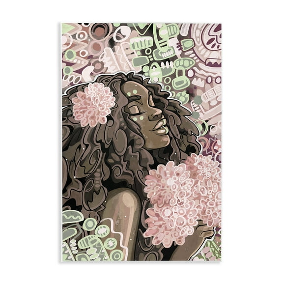 Stupell Industries Expressive Patterned Woman Novelty Painting Unframed Art Print Wall Art, 10 x 15