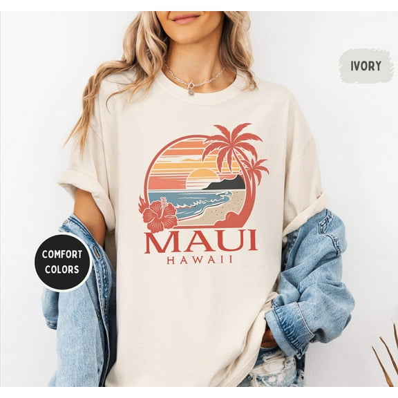 Simple Fit Maui Hawaii T-Shirt, Unisex Tee, Garment-Dyed Shirt, Beach Vacation Top, Summer Apparel All Size S-5Xl