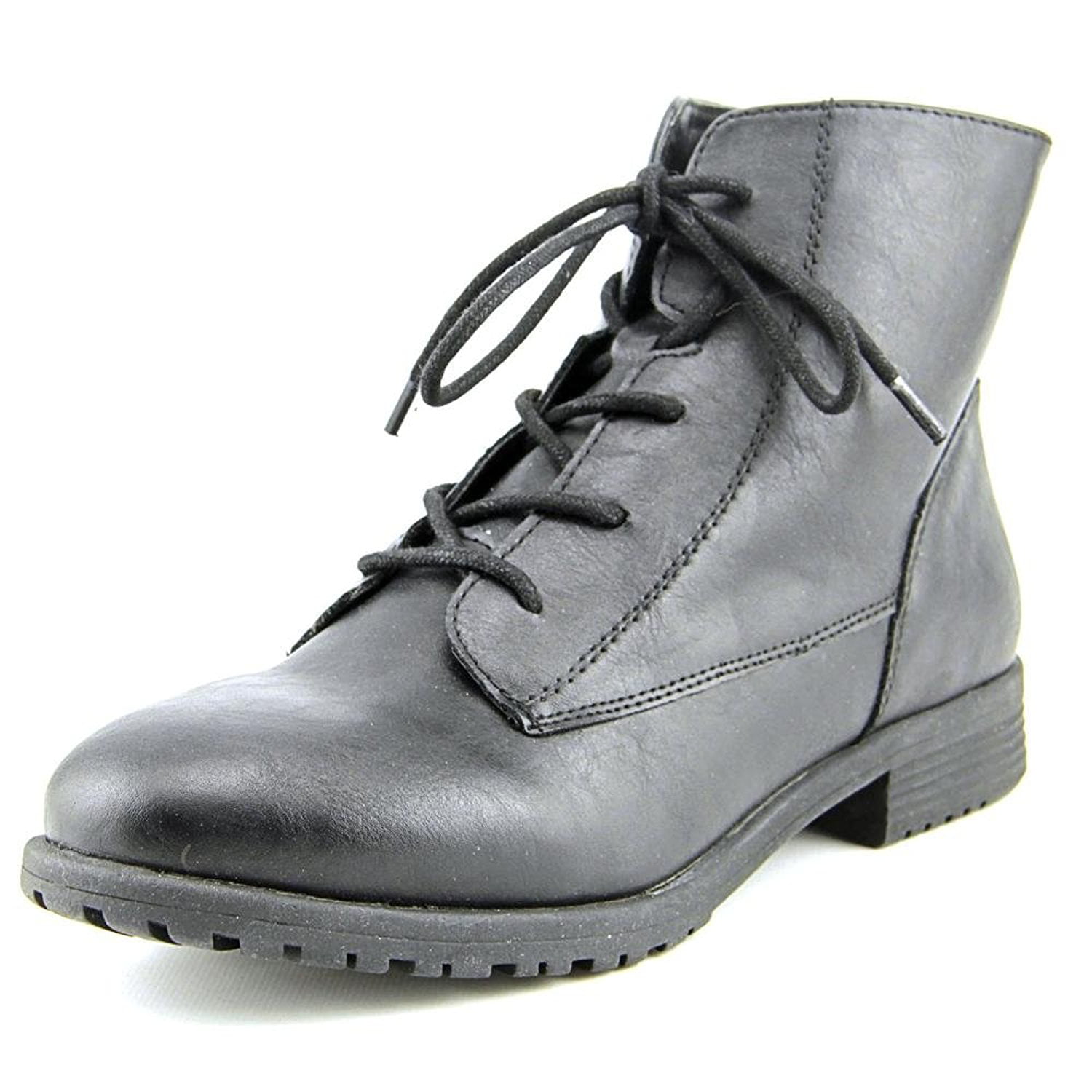 Womens QWINN Leather Round Toe Ankle Combat Boots - Walmart.com