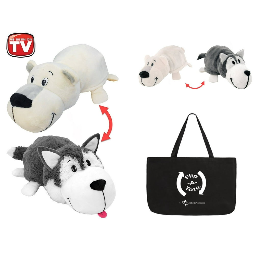 FlipaZoo 16" & Flipzee 5" & FlipaTote COMBO (Polar Bear / Husky Dog