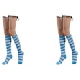 thumbnail image 4 of Sonducket Calcetines a rayas hasta el muslo antideslizantes estilo preppy JK juegos deportivos Día de San Valentín accesorios de mujer azul raya blanca azul 2Conjunto, 4 of 6