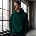 thumbnail image 3 of Dwellite Men's Oversized Hoodie Waffle Knit Sweatshirts Casual Hooded Pullover Athletic Hoodie with Pocket Dark Green 3XL, 3 of 8