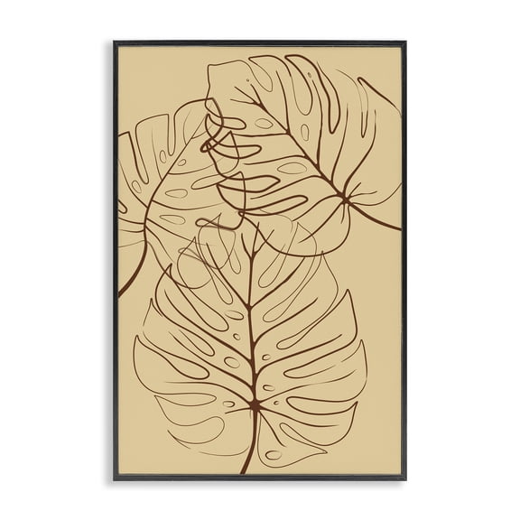 Stupell Industries Traditional Autumn Monstera Leaf Contour Black Framed Giclee Art, 12 x 18, by Martina Pavlova