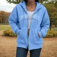 thumbnail image 6 of Quealent Women's Lightweight Cotton Blend Long Sleeve Zip Up Thin Hoodie Jacket Sky Blue for Size XS, 6 of 8
