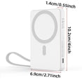 thumbnail image 3 of Wireless Charging Power Bank — Magnetic Portable Charger (Built-in Cable) | 15W Wireless Fast Charging | 20W PD USB-C Port | For iPhone 17/15/14/13/12 Series | White, 3 of 13