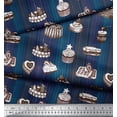 thumbnail image 2 of Soimoi Blue Cotton Voile Fabric Fruits & Cupcake Food Print Fabric by Yard 42 Inch Wide, 2 of 3