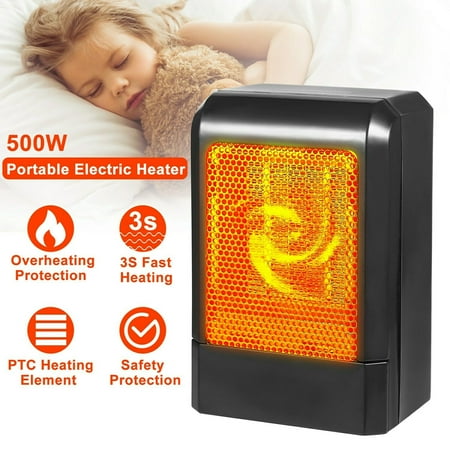 

2022 Electric Space Fast Heater Heating Fan Portable Home Office Warm Thermostat 1#500W Black Electric Heater