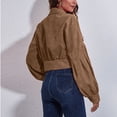 thumbnail image 3 of Baocc Denim Jacket Women's Fashion Corduroy Jacket Autumn Winter Drop Shoulder Long Sleeve Short Jacket Jean Trucker Jacket Brown XL, 3 of 14