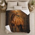 thumbnail image 4 of Majestic Bay Horse Golden Glow autumn celebration Living Room, Warm Flannel Blanket for Ranch House and Living Room, Festive autumn celebration Scene, Horse Lovers autumn celebration Gift, 4 of 7