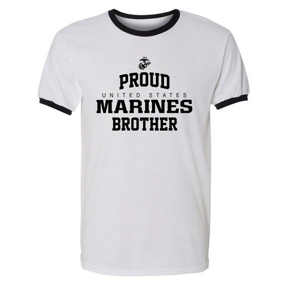 Proud Marines BROTHER Adult Short Sleeve Ringer T-shirt