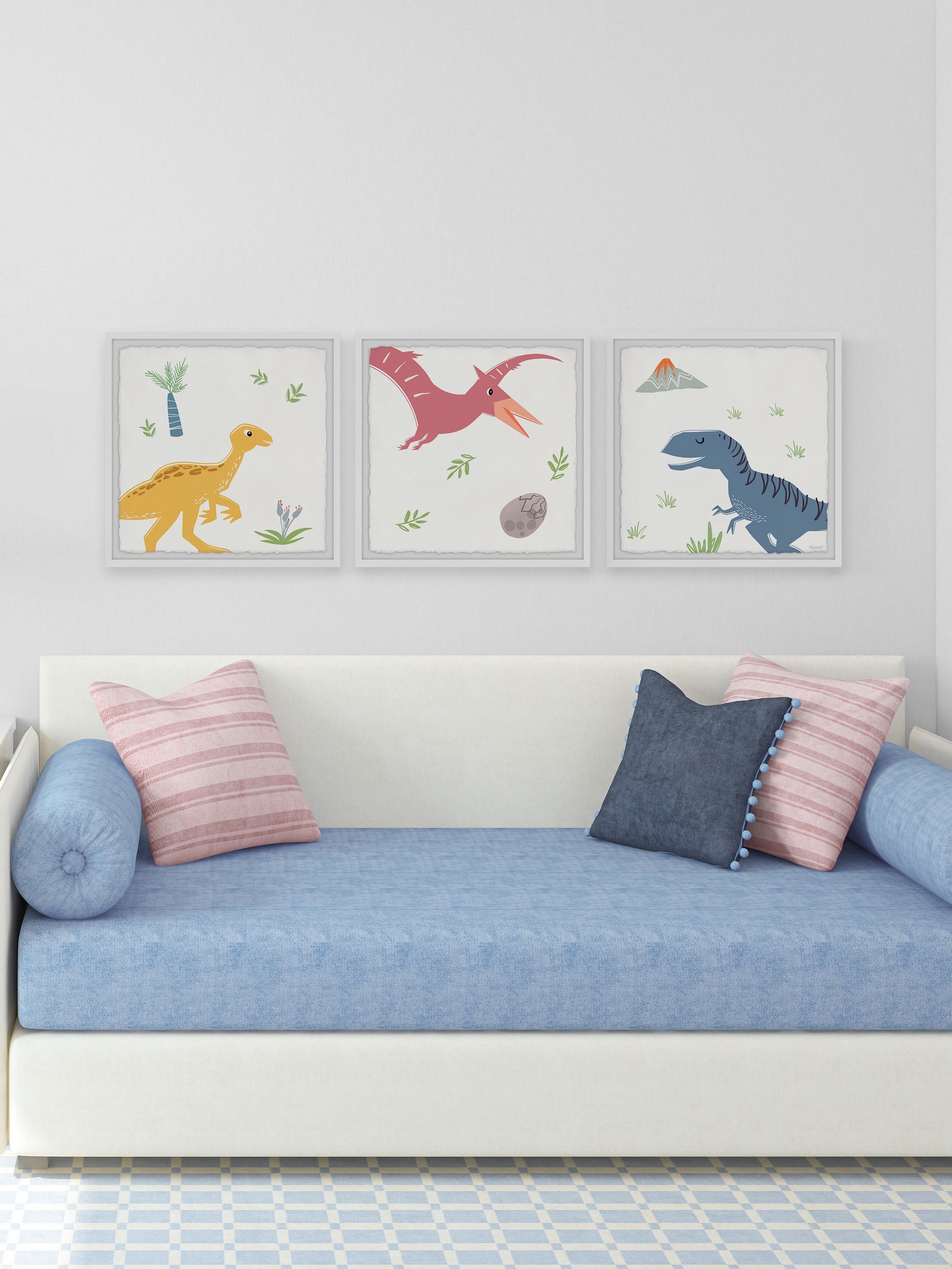 Marmont Hill Printed Dinosaurs Framed Art Prints, Set of 3