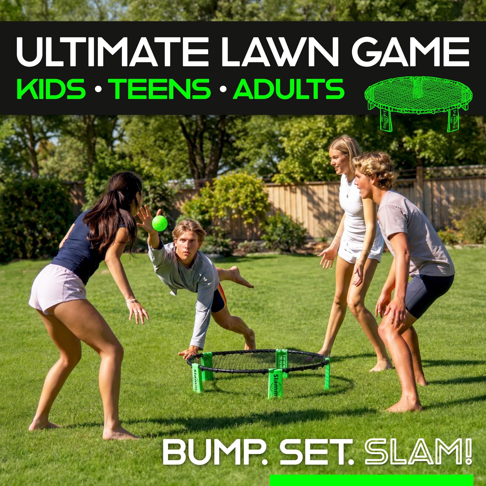 GoSports Slammo Outdoor Game Set - Beach Lawn Game Set - Includes 3 Balls, Carrying Case and Rules