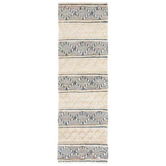SAFAVIEH Natural Fiber Euphemia Geometric Runner Rug, Natural/Grey, 2'3" x 8'