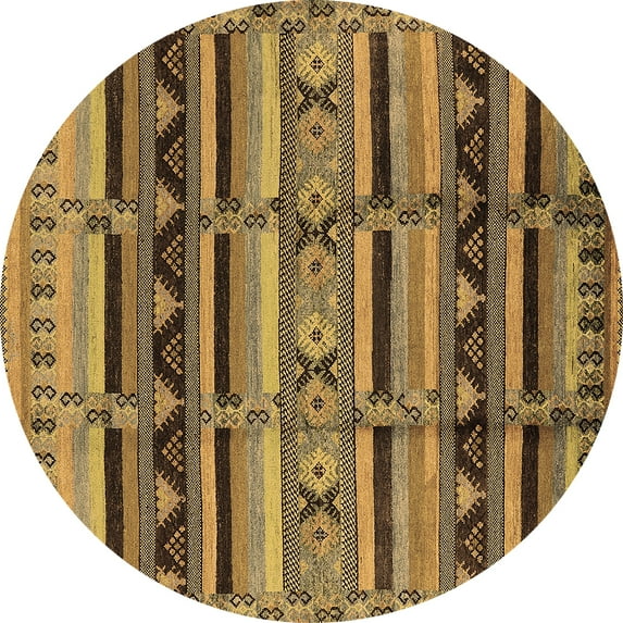 Ahgly Company Indoor Round Oriental Brown Industrial Area Rugs, 3' Round