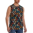 thumbnail image 2 of Bingfone Retro Tape Pattern Men's Tank Tops Workout Sleeveless Tee Shirts Running Beach Tanks for Men-X-Large, 2 of 4