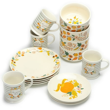 Mainstays 16-Piece Happy Harvest Fall Floral Dinnerware Set