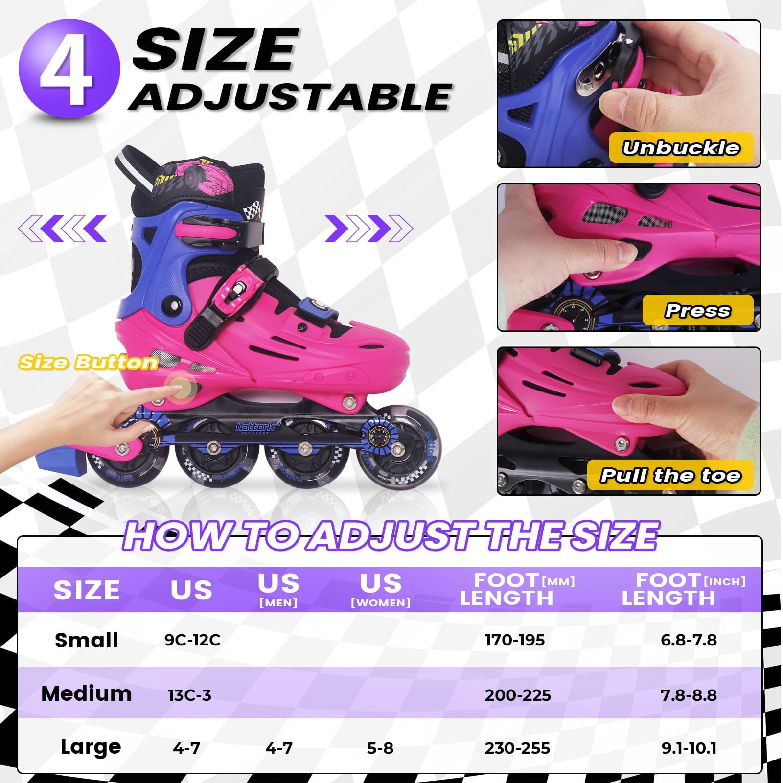 MammyGol Inline Skates for Boys and Girls Youth, 4 Size Adjustable Roller Skates with PU Flashing Whees Inline Skates High Performance for Kids Age 4-8 Rose Blue