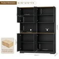 thumbnail image 2 of Homfa 71'' Tall Pantry Cabinet with Hutch, Large Kitchen Storage Cabinet with Microwave Stand & Doors for Dining Room Living Room, Black, 2 of 7