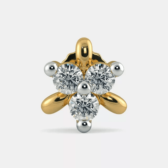 Moissanite Nose Stud Piercings 14K Solid Gold Unisex Style Piercings.