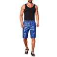 thumbnail image 2 of INSPIRE CHIC Halloween Men's Knee Length Elastic Waist Faux Leather Casual PU Shorts 34 Blue, 2 of 5