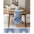 thumbnail image 6 of Blue Morocco Plaid Table Runners 72 Inches Long, Cotton Linen Fabric Table Runner Dresser Scarf, Distressed Abstract Painted Vintage Tablerunner for Party/Kitchen/Dinner/Wedding Decor 13''x72'', 6 of 7