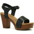 thumbnail image 2 of Soda CHIVAS ~ Women's Bold Buckles Studded Wedge Sandal, 2 of 5