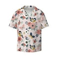 thumbnail image 2 of Lsque Rose Flowers print Men's Cuban Collar Short Sleeve Shirt Summer Beachwear Casual Button Down Fashionable Vacation Leisure Shirt-Large, 2 of 7