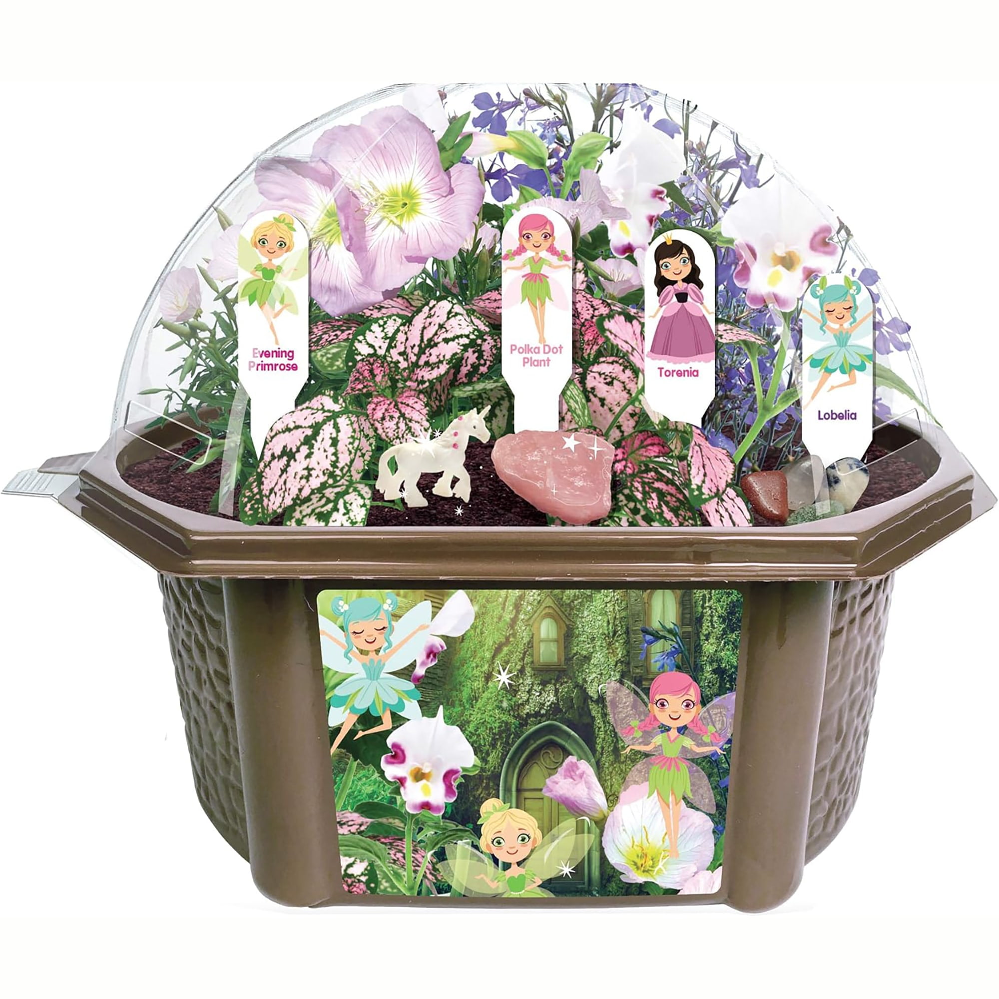 Toys By Nature: Fanciful Fairy Garden - DIY Biosphere Terrarium Kit, Grow & Decorate An Enchanting Plant Knoll, Stones & Unicorn Figure, Adult-Kids 4+