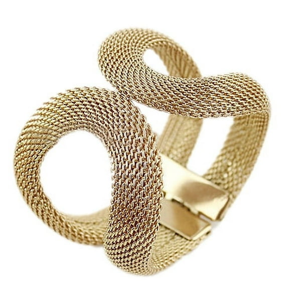 UDIYO Women Cool Fashion Mesh Wide Alloy Spring Cuff Bracelet Jewelry Punk Bangle