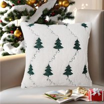 AuroraX 18x18 Inch Throw Pillow Covers Softer White Corduroy Christmas Pillow Covers Bohemian Outdoor Striped Christmas Tree Cushion Cover Room,Livingroom Decor