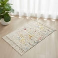 thumbnail image 3 of Vintage Flowers Bathroom Rug 2'x3', Pink Blue Colorful Botanical Low Profile Front Entryway Rug with Tassels, Woven Cotton Washable Kitchen Mat Carpet for Foyer Bedroom Back Door Decor, 3 of 9