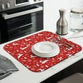 thumbnail image 3 of Red Christmas Reindeer and Snowflake Pattern Dish Drying Mat for Kitchen 1 Pack, Ultra Absorbent Microfiber Dishes Drainer Mats,16x18in(41x46cm), 3 of 6