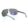 thumbnail image 4 of Polarized Mens Narrow Rectangle Metal Rim Officer Style Pilots Sunglasses Gunmetal Teal Mirror, 4 of 4