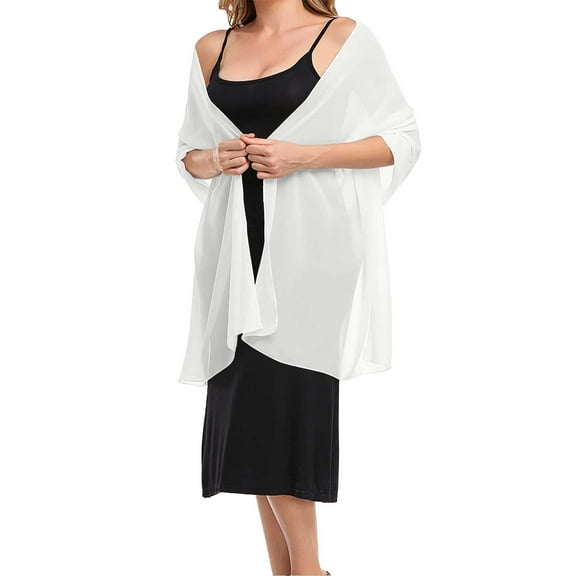 LIZUOJUN Women's Sheer Chiffon Shawl Wrap Lightweight Transparent Silk-Like Scarf for Evening Dresses Bridal Scarve Wedding Stole White S