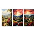 thumbnail image 2 of Designart "Twilight Bliss in the Vineyard" Farmhouse Wall Art Set Of 3 - Green Vineyard Canvas Set For Living Room Decor, 2 of 7