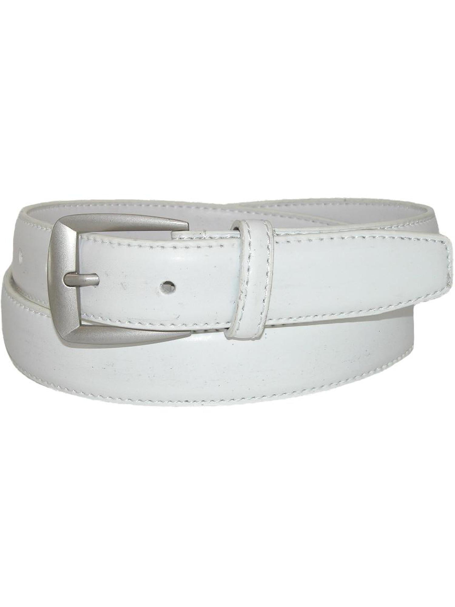 CTM - Size 44 Mens Leather 1 1/4 inch Basic Dress Belt, White - 0