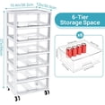 thumbnail image 2 of JFTER 6-Tier Rolling Cart with Deep Drawers, Clear Plastic Storage Organizer for Art & Craft Supplies, Toy, Office, Classroom, Bedroom, Bathroom, 2 of 7
