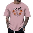 thumbnail image 2 of FDGIU Men's Halloween T-Shirt Plus Size Short Sleeve Shirts - Ghost Pumpkin Graphic Tee, Spooky Funny Costume Top, Loose Fit Short Sleeve Casual Shirt, 2 of 5