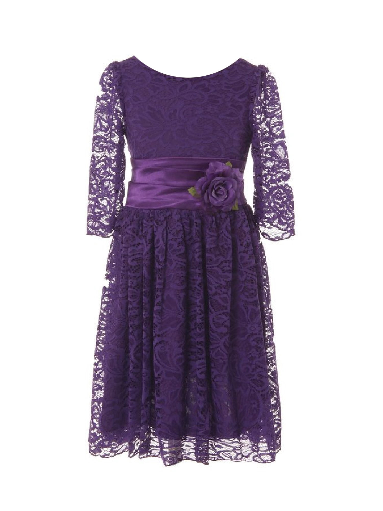 KiKi Kids USA Kiki Kids Little Girls Purple Floral Lace Overlay