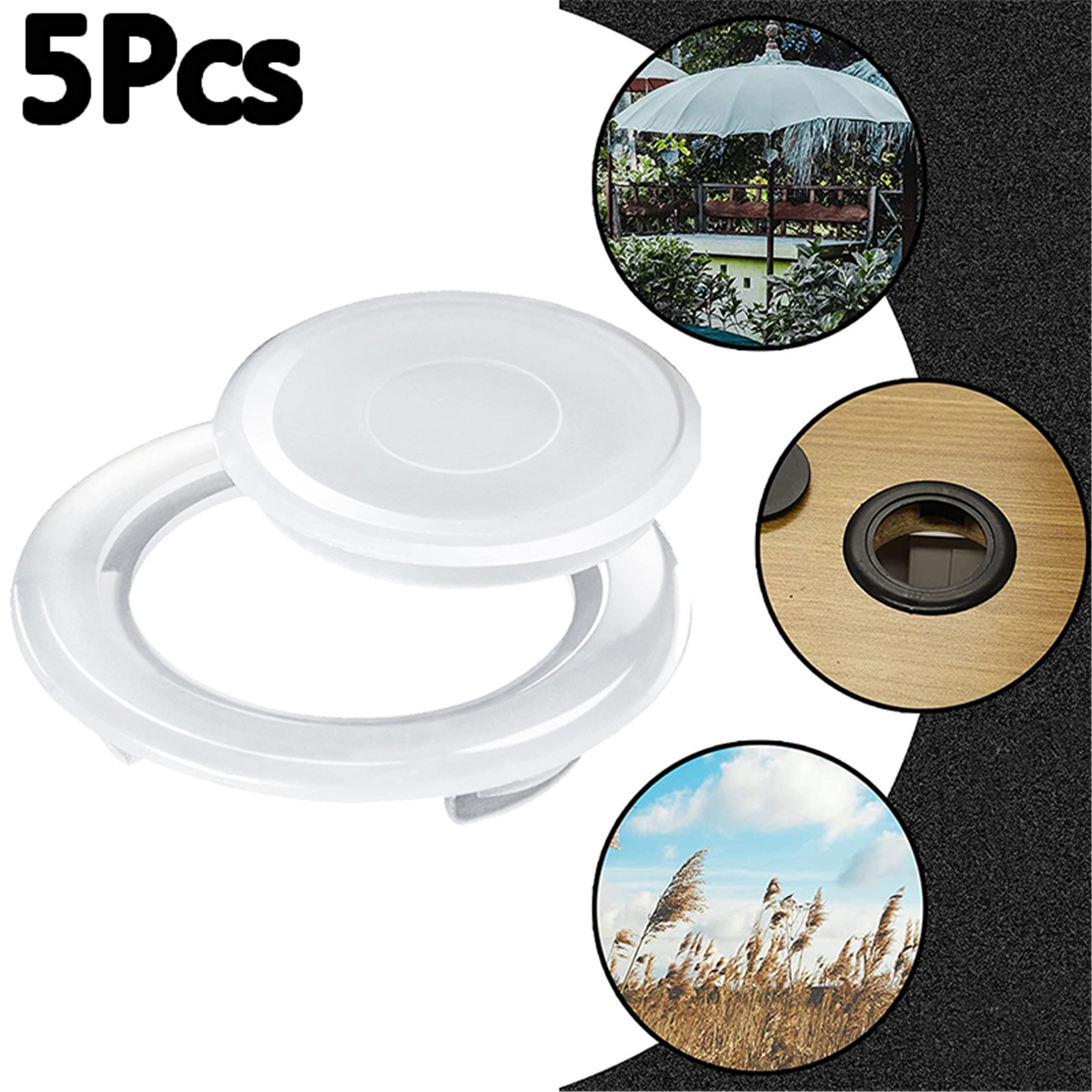 Elbourn 5Pcs 2 Inch Patio Table Umbrella Hole Ring and Cap Set