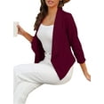 thumbnail image 5 of Gzhioc Women's Fashion Blazer, Solid 3/4 Sleeve Lapel Cardigan Jacket Suit Business Coat Formal Occasion Uniforms,S/M/L/XL, 5 of 8