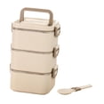 thumbnail image 1 of yuksok Adult Lunch Box Microwave Lightweight Reusable Bento Box for Work Dining Out 3 Layers Beige, 1 of 9