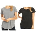 thumbnail image 3 of Woman 3 Pack Short Sleeve Casual Loose Fit Cotton T Shirt Top (Grey, Dark Gray, Heather)  1X (5401743 3086), 3 of 4