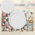 thumbnail image 3 of Ambesonne Spring Place Mats Set of 4, Easter Happy Flowers Rabbits, Standard Size, Beige Coral Multicolor, 3 of 5
